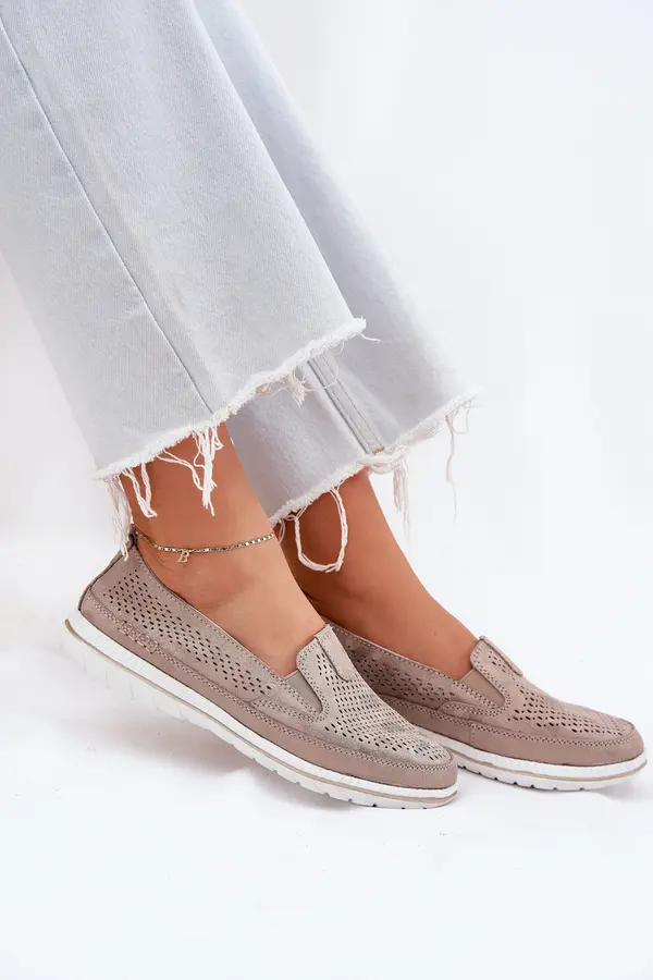 EVENTO EVENTO Suede Slip-on Shoes Beige-Gold Inez
