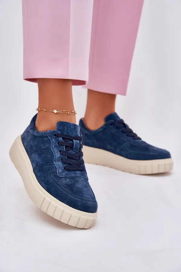 EVENTO EVENTO Suede Women's Platform Sneakers Navy Rilwena