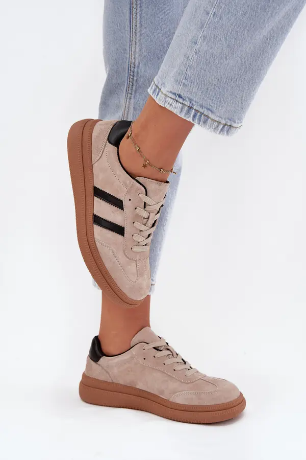 EVENTO EVENTO Suede Women's Sneakers On Platform Beige Elivienne
