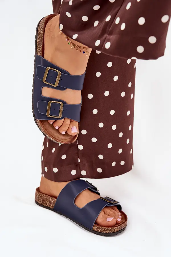 EVENTO EVENTO Women's cork platform sandals with buckles navy Vesina