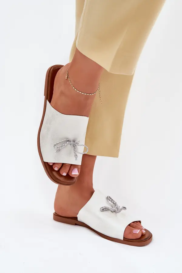 EVENTO EVENTO Women's sandals on flat heel with decorative tying silver Norela