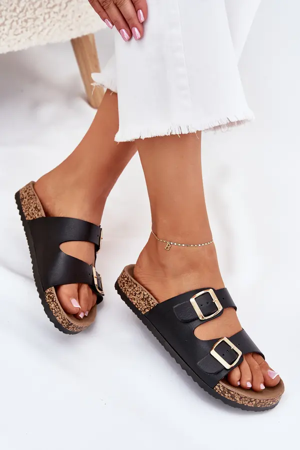 Boto EVENTO Women's sandals with buckles made of eco leather black Iskira