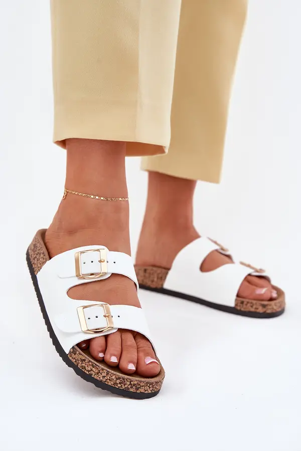 EVENTO EVENTO Women's sandals with buckles made of eco leather white Iskira