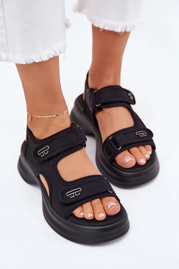 EVENTO EVENTO Women's Sandals With Golden Details Black Luvira