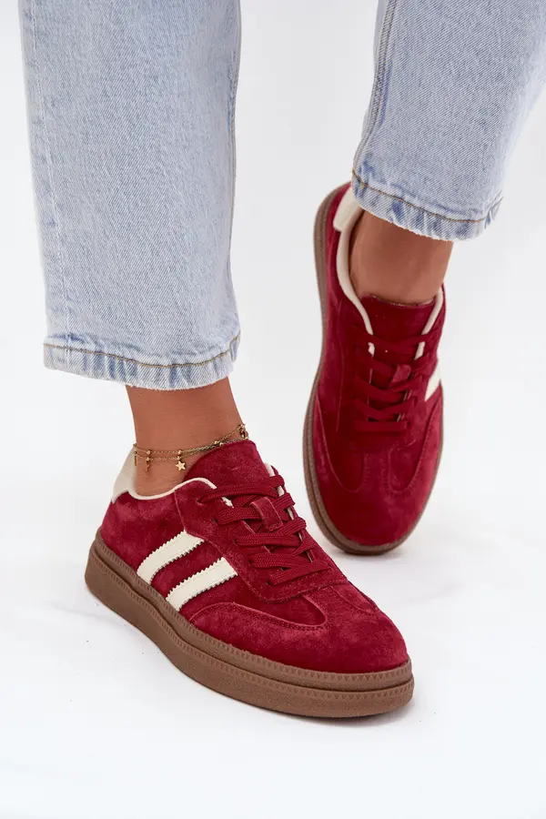 EVENTO EVENTO Women's Suede Sneakers on Platform Bordeaux Sylviona