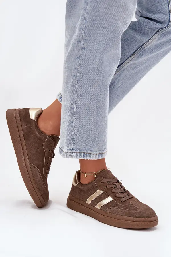EVENTO EVENTO Women's Suede Sneakers on Platform Brown Sylviona