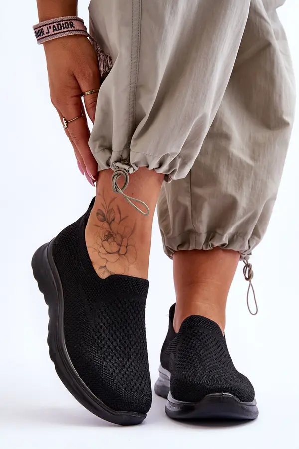 EVENTO EVENTO Women's Textile Slip-on Sneakers Black Adiora