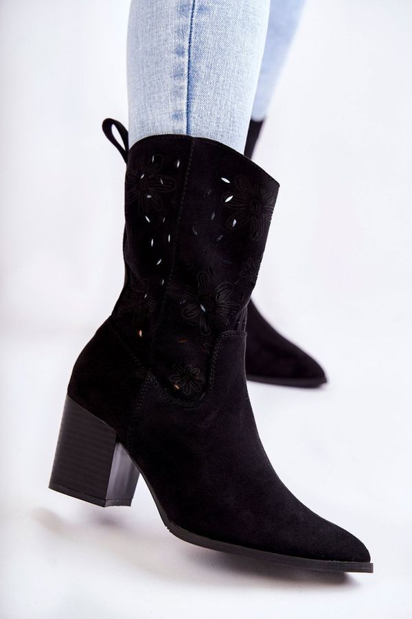 FB1 FB1 Women's Suede Boots With Cowboy Boots Black Ariane