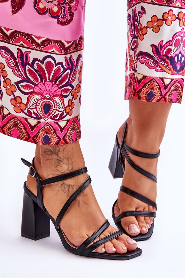 FB2 FB2 Leather Heel Sandals Black Florentina