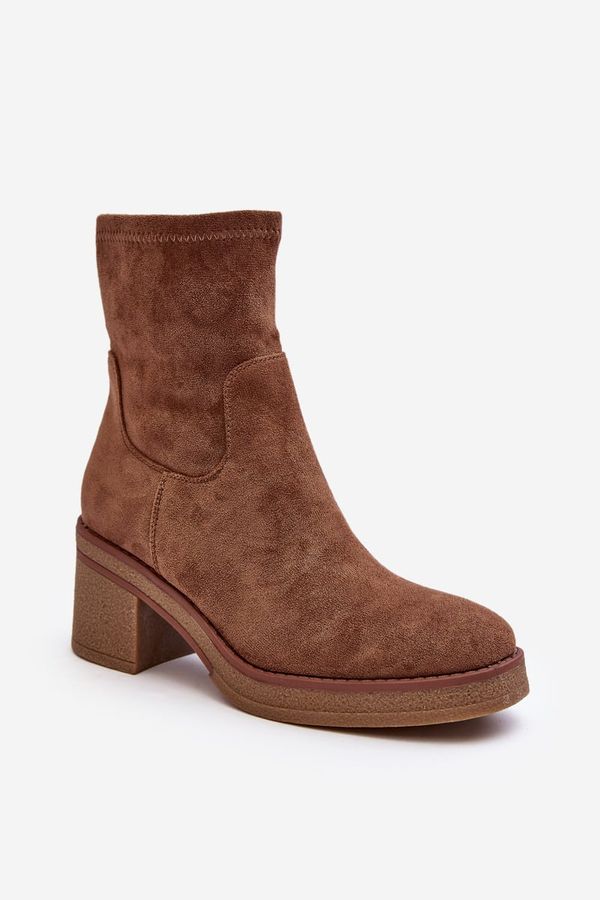 FB2 FB2 Women's Ankle Boots with Chunky Heel Brown Argastis