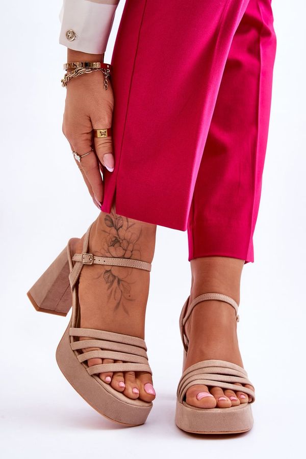 FB2 FB2 Women's Suede Platform Sandals Beige Verda