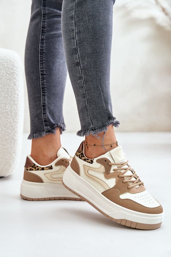 FB3 FB3 Women Sneakers Made Of Eco Leather On Platform Leopard Beige Henizore