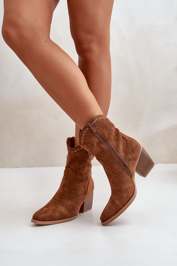 FC3 FC3 Cowboy Ankle Boots On Heel With Eco Suede Camel Narinae