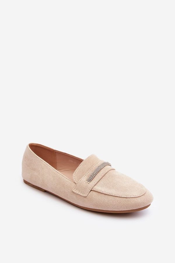 FD1 FD1 Women's Beige Faux Suede Loafers Ladite