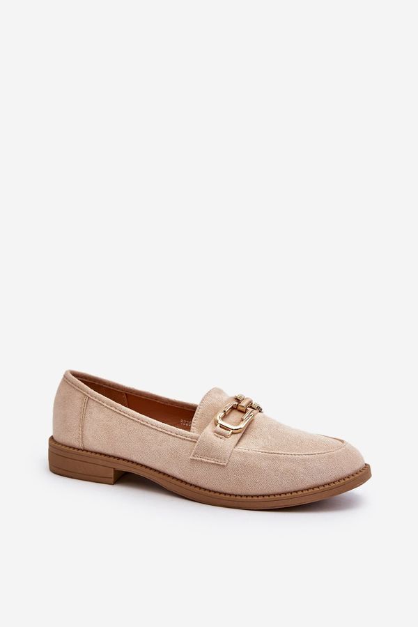 FD1 FD1 Women's Suede Moccasins with Flat Heel Beige Misal