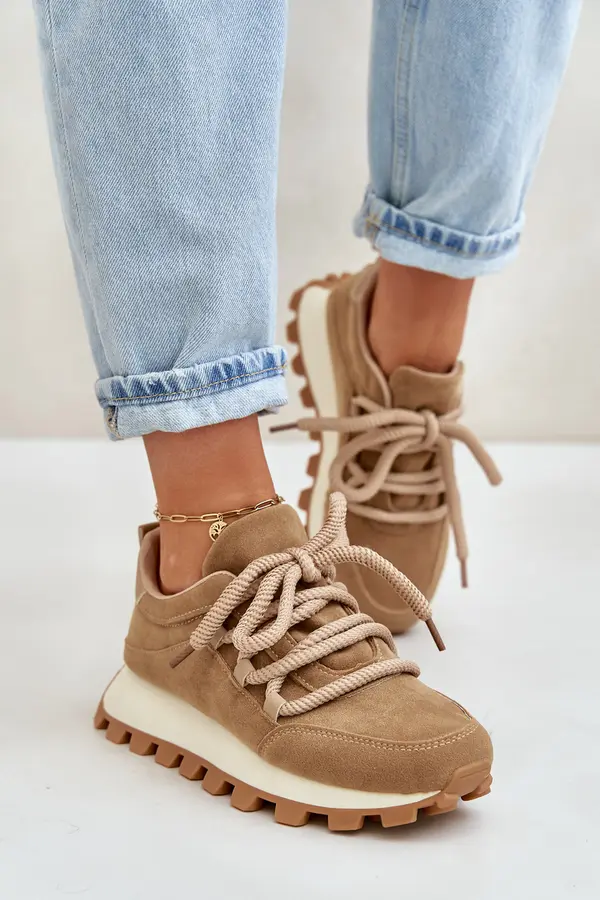 Boto FG2 Sport Shoes Sneakers On Platform Made Of Eco Suede Brown Riadella