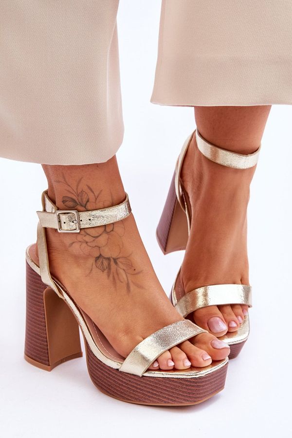 FI1 FI1 Leather Sandals On A Chunky Platform gold Marina