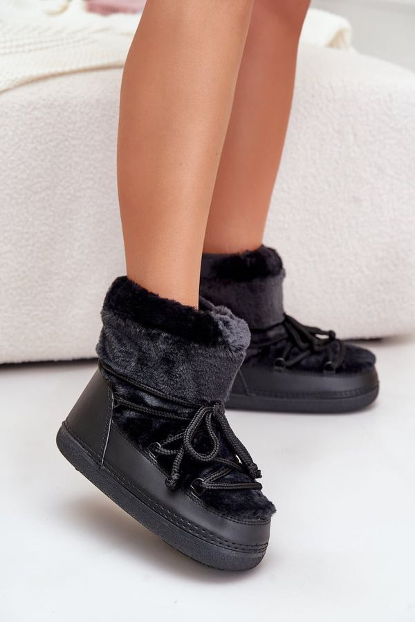 FI1 FI1 Snow Boots With Fur And Laces Black Silvara