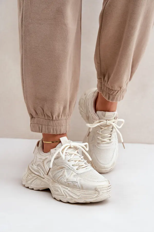 Boto FL1 Womens Sneakers With Distressing On Platform Beige Seladwen