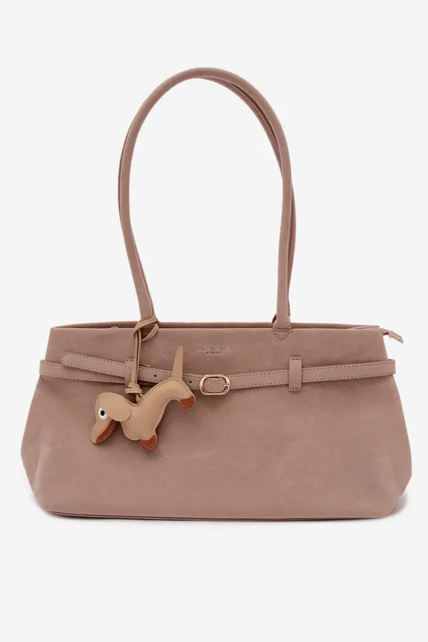 FLORA & CO Flora&amp;Co bež torbica z obeskom v obliki jazbečarja