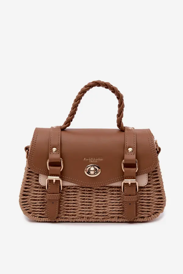 FLORA & CO Flora&amp;Co Majhna rjava torba s pletenim vzorcem