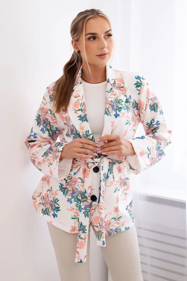 Kesi Floral blazer ecru