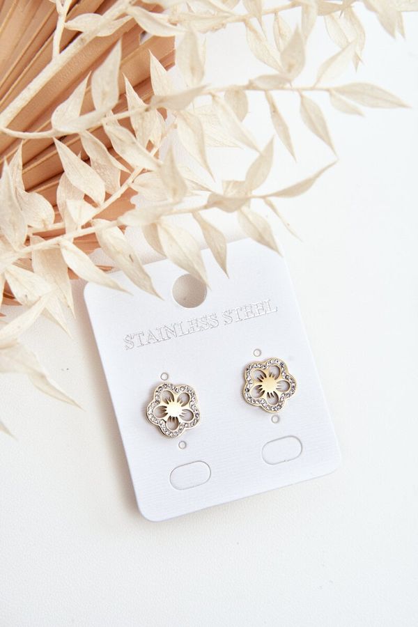 Kesi Floral earrings with zircons, gold