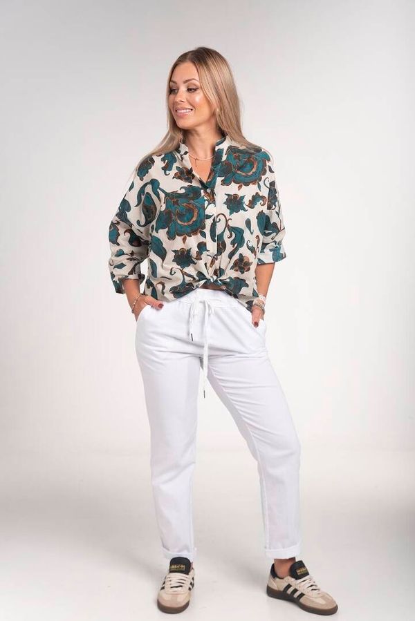 xtd MODA Floral print teal shirt