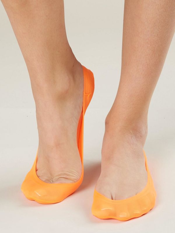 Fashionhunters Fluo orange bamboo ballerina socks