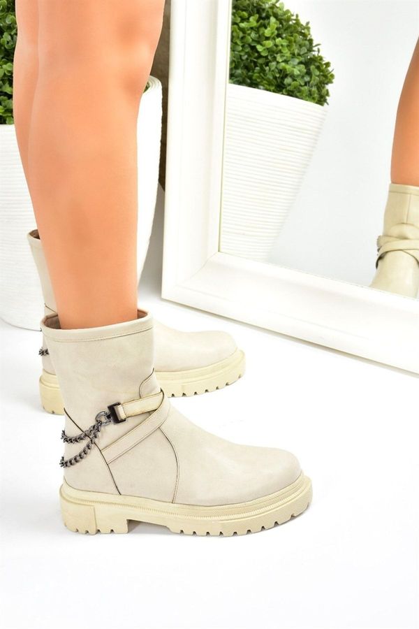 Fox Shoes Fox Shoes Beige Women's Thick Sole Chain Boots