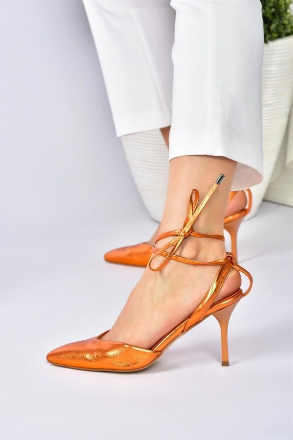 Fox Shoes Fox Shoes Orange Pointed Toe Ankle Strap Women's Heeled Shoes