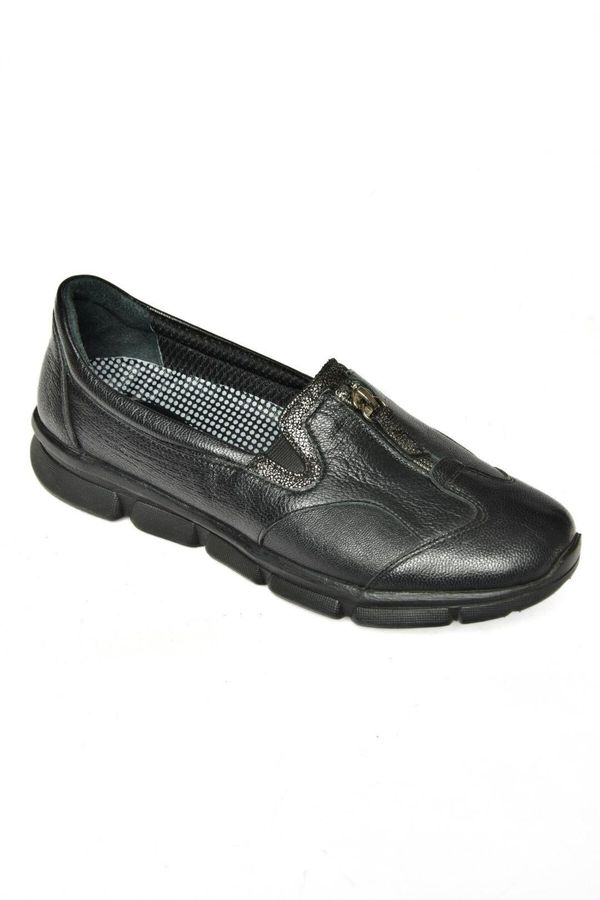 Fox Shoes Fox Shoes P555190403 Black Genuine Leather Comfort Orthopedic Sole Women's Shoe