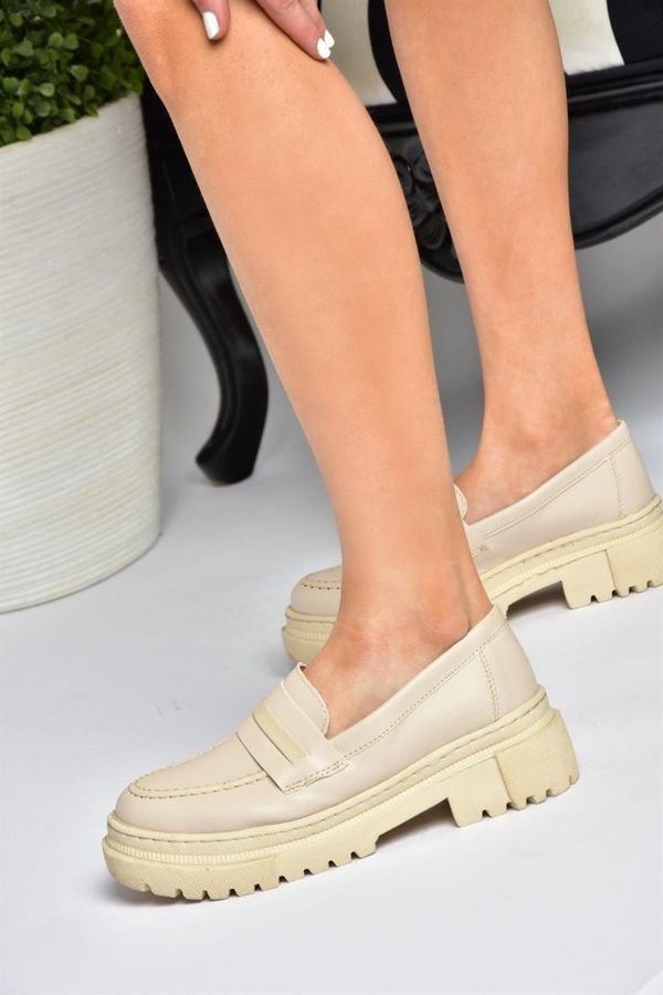 Fox Shoes Fox Shoes P6520345009 Beige Thick Soled Women's Casual Shoes P652034500