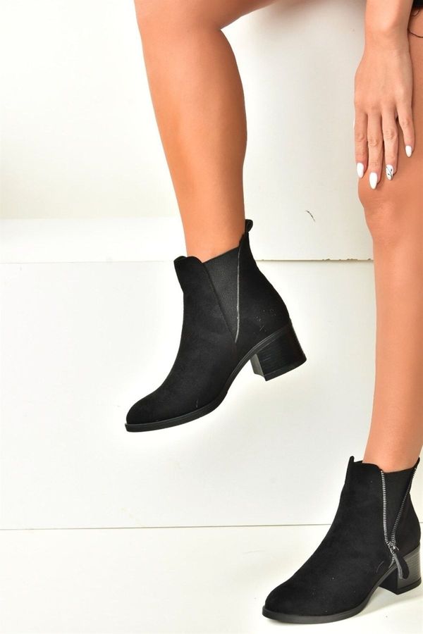 Fox Shoes Fox Shoes Women's Black Suede Low Heeled Daily Boots