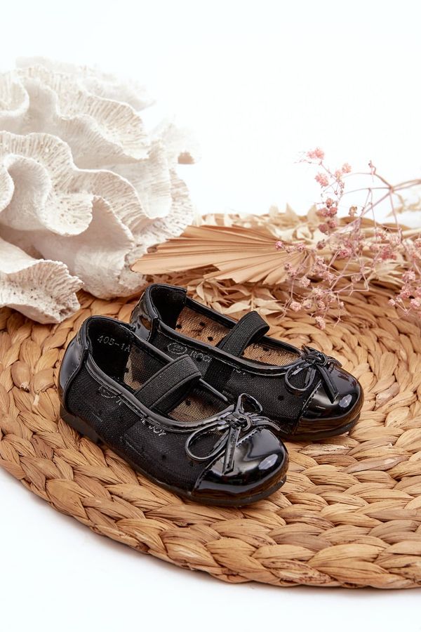 FR1 FR1 Black Children's Ballerina Flats With Bow Jellema