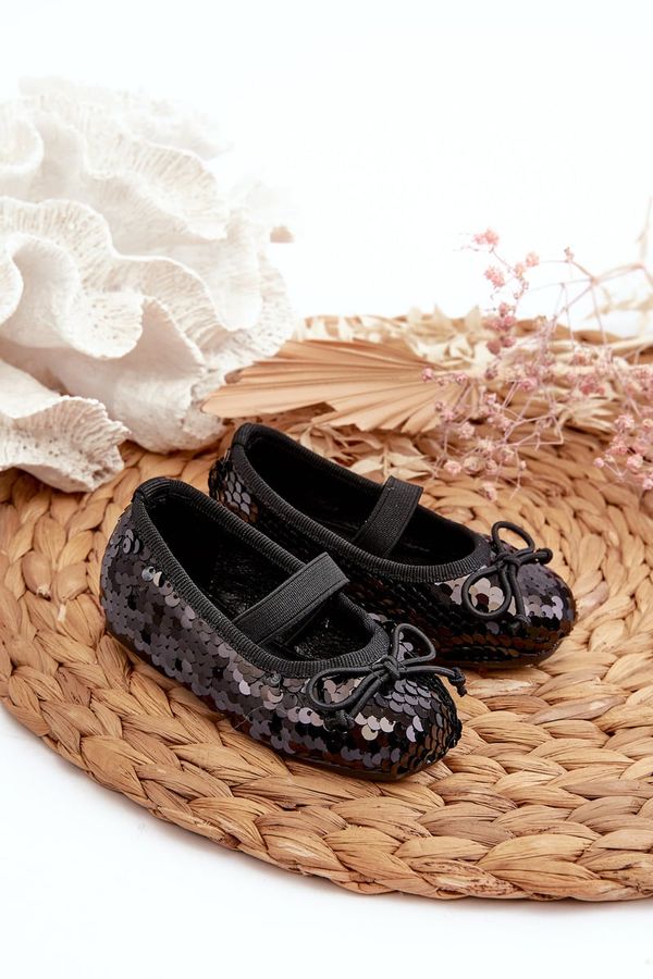 FR1 FR1 Children's Ballerina Flats Adorned with Sequins Black Weries