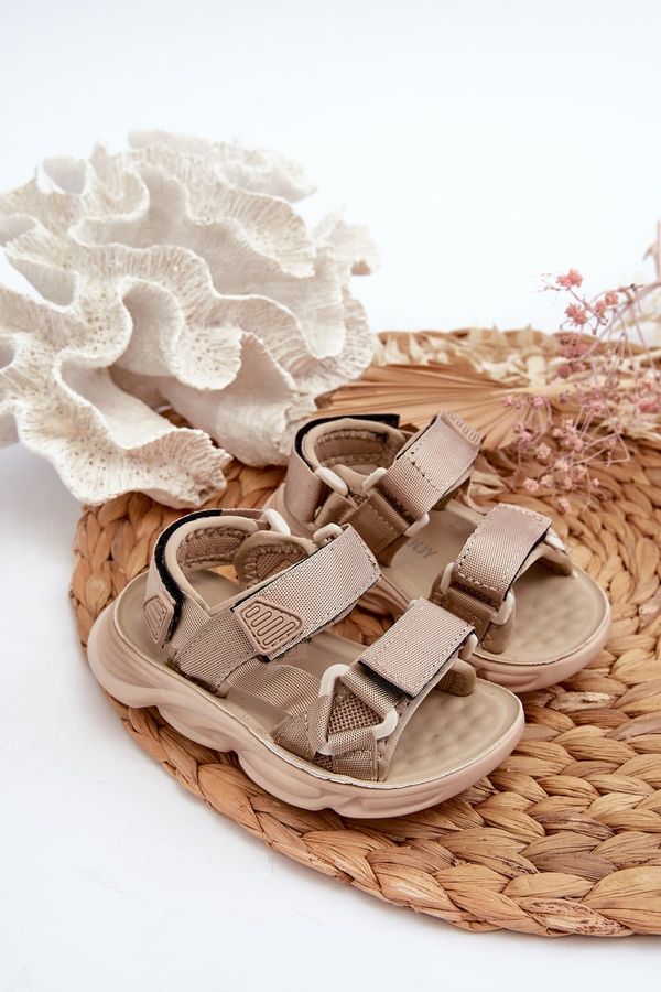 FR1 FR1 Children's Sandals with Velcro Fastening Beige Orretta