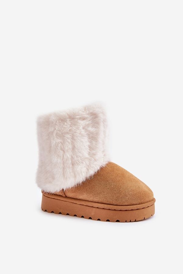 FR1 FR1 Children's Snow Boots With Fur Camel Crisie