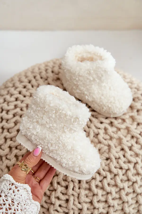 Boto FR1 Children's Snow Boots With Fur Lamb Type Light Beige Mevael