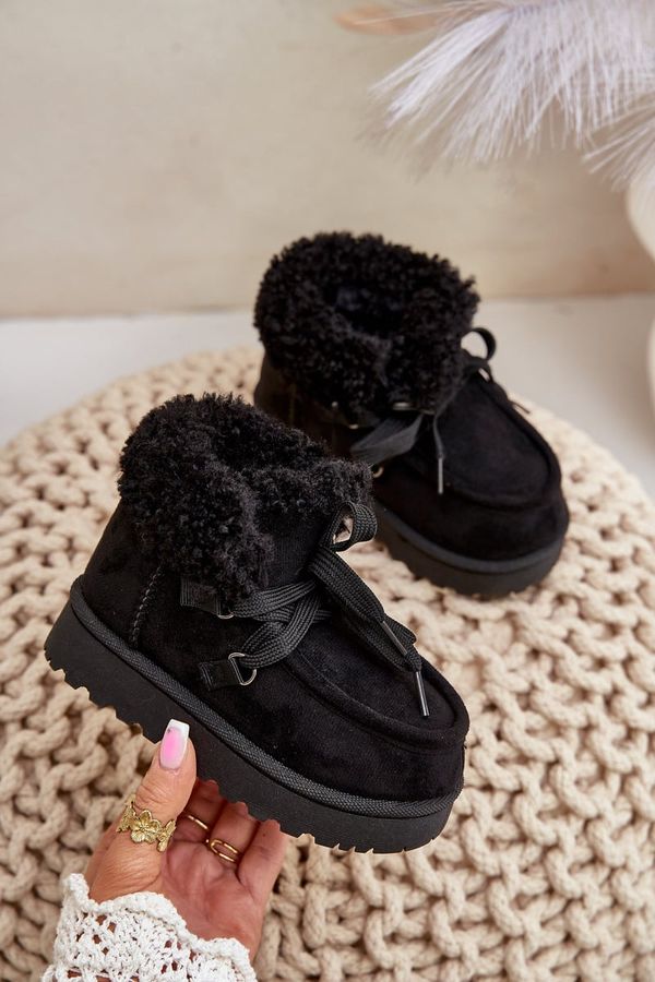 FR1 FR1 Snow Boots Kids Insulated with Fur Black Adelane