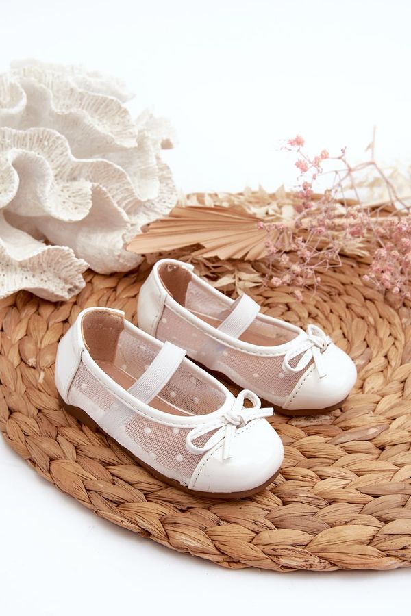 FR1 FR1 White Children's Ballerina Flats with Bow Jellema