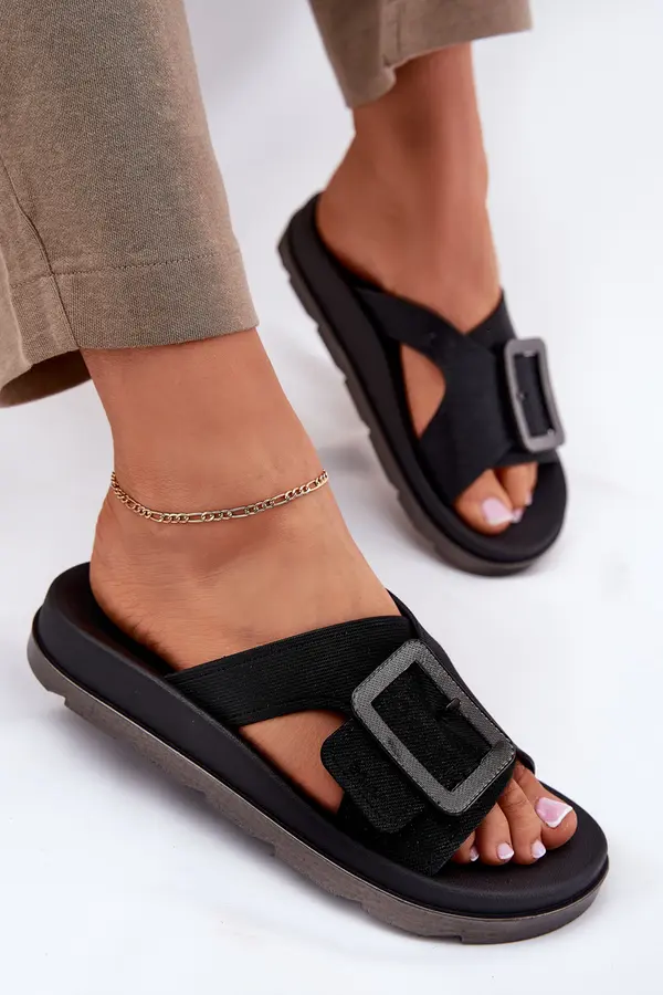 Zaxy Fragrant Ladies Slippers With Decorative Buckle Black ZAXY