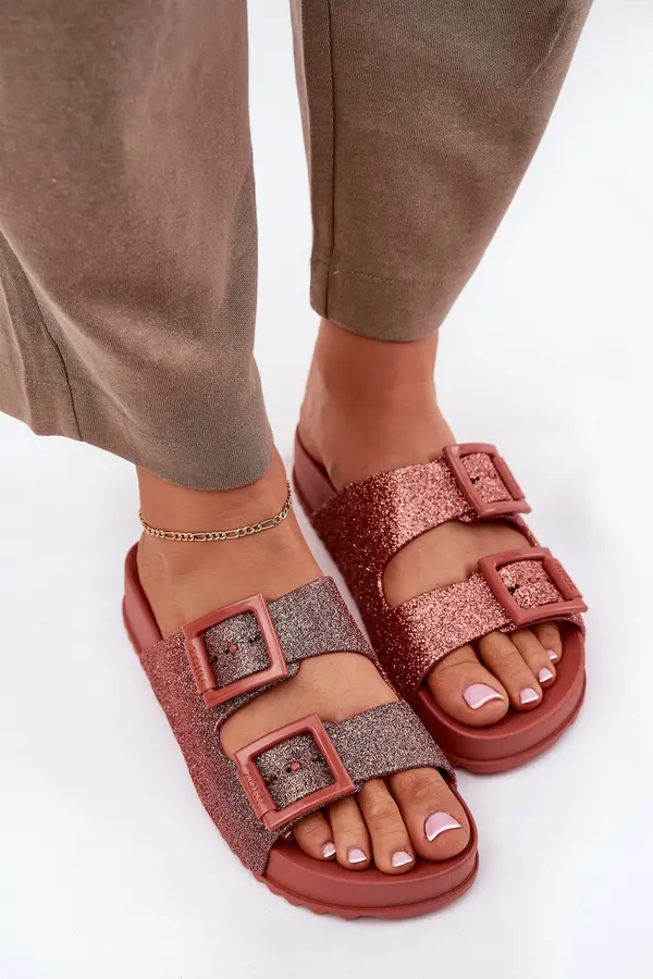 Zaxy Fragrant Women's Slippers With Glitter And Buckles Dirty Pink ZAXY