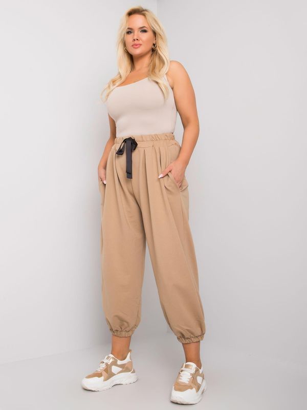 Fashionhunters Free-size beige sweatpants in beige