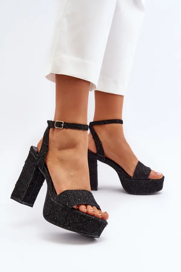Boto FS1 Black Jeans Sandals with Heel Acrana