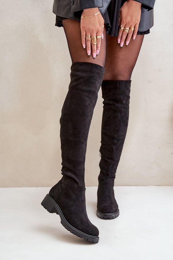 FS1 FS1 Knee High Boots With Flat Heel Black Filora