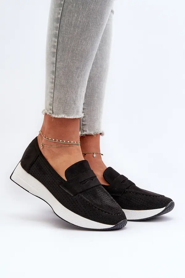 Boto FS1 Women's Platform Loafers in Black Eco Suede Inesqua