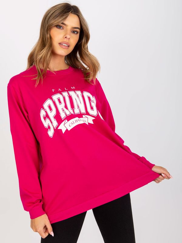 Fashionhunters Fuchsia and white hoodie with inscription