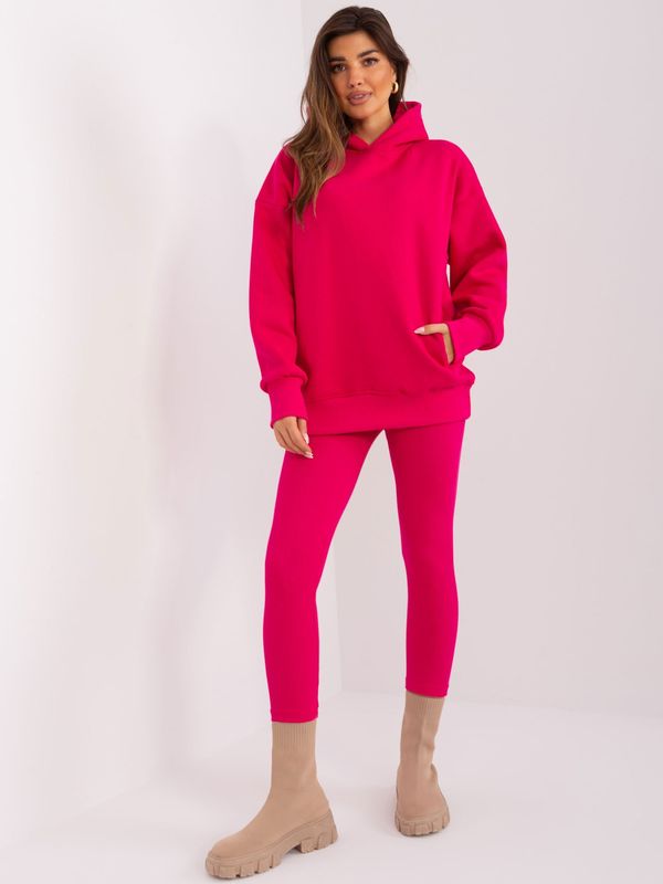 Fashionhunters Fuchsia casual set with sweatshirt