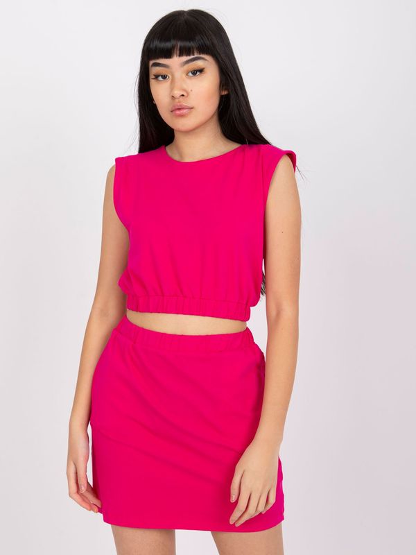 Fashionhunters Fuchsia cotton set Ally RUE PARIS with skirt